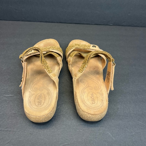 Taos Fabulous Slide with Cork Wedge Heel Size 7- 7.5 Sandals Tan Leather - Picture 8 of 11